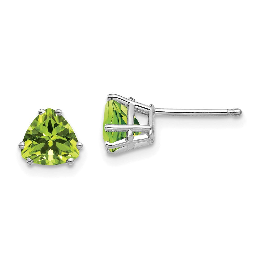 14K Weißgold Ohrringe mit 6-mm-Trillant-Peridot