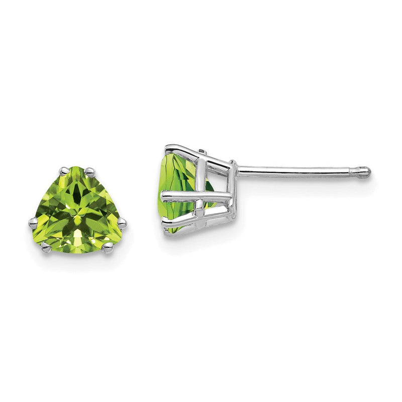 14K Weißgold Ohrringe mit 6-mm-Trillant-Peridot