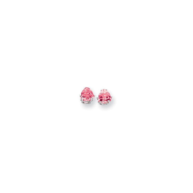 14K Weißgold Ohrringe mit rosa Turmalin, 6 mm