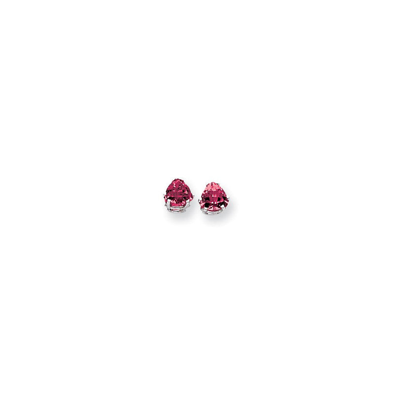 14K Weißgold Ohrringe mit 6 mm Rosa-Saphir