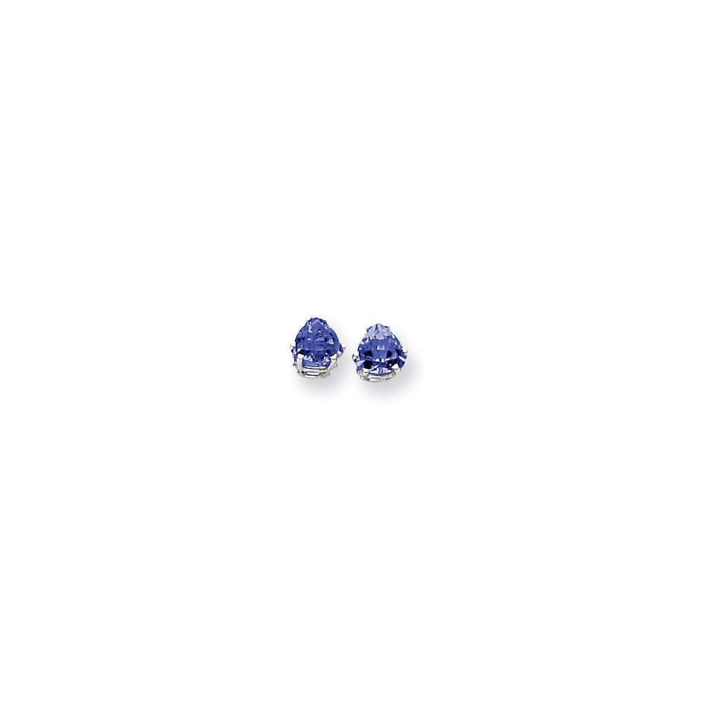 14K Weißgold Ohrringe mit Saphir, 6 mm