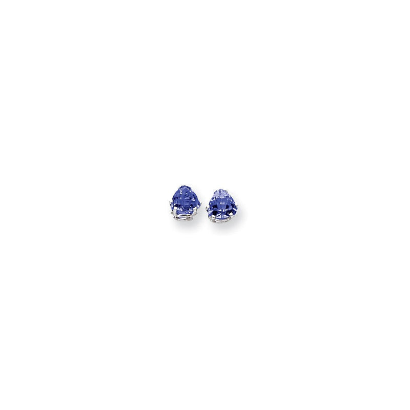 14K Weißgold Ohrringe mit Saphir, 6 mm