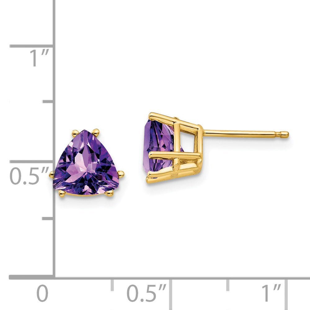 14K Gelbgold Ohrringe mit 7 mm Trillion-Amethyst