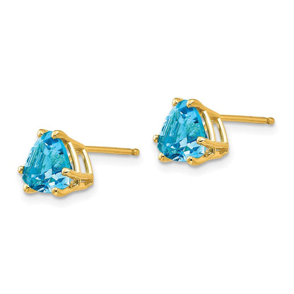 14K Gelbgold Ohrringe mit 7 mm Trillion-Blautopas