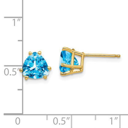 14K Gelbgold Ohrringe mit 7 mm Trillion-Blautopas