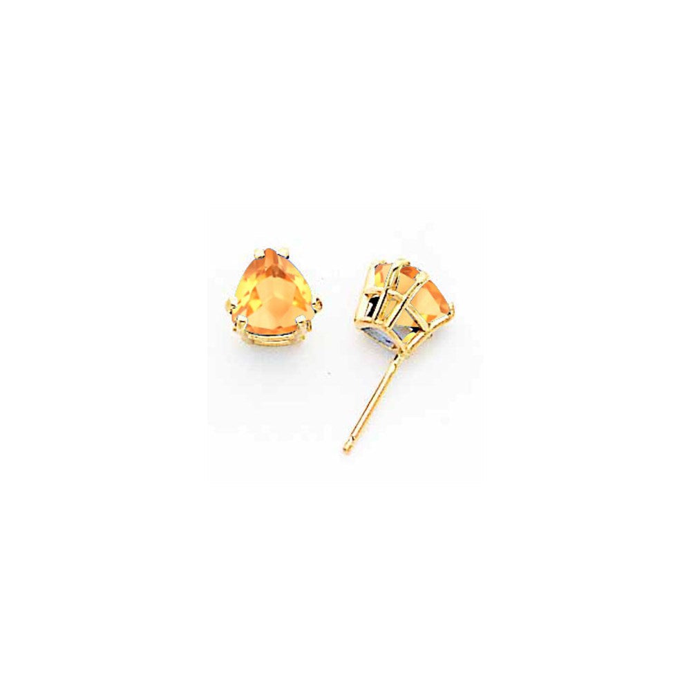 14K Gelbgold Ohrstecker mit Citrin im Trillion-Schliff