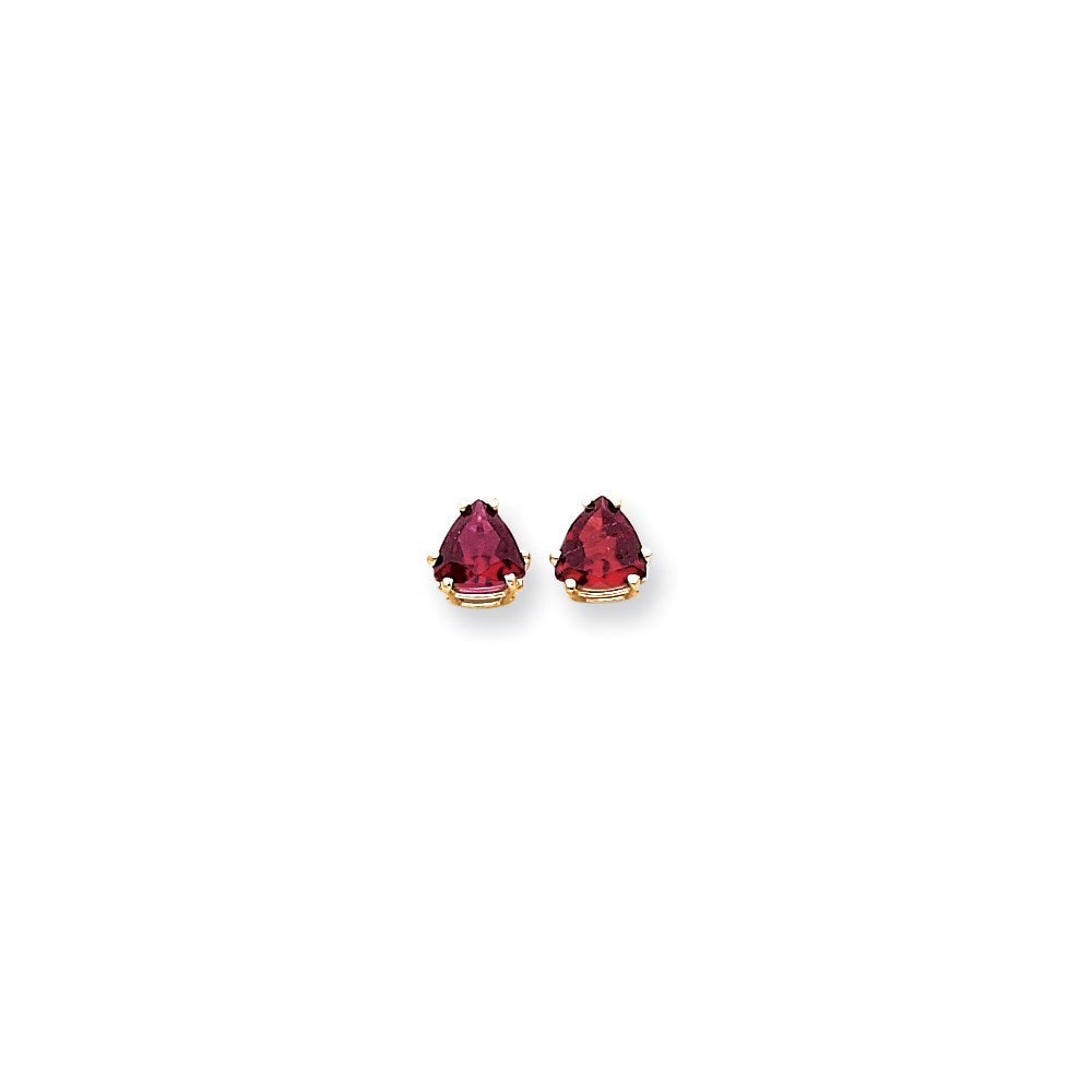 14K Gelbgold Ohrringe mit 7 mm gezüchtetem Rubin