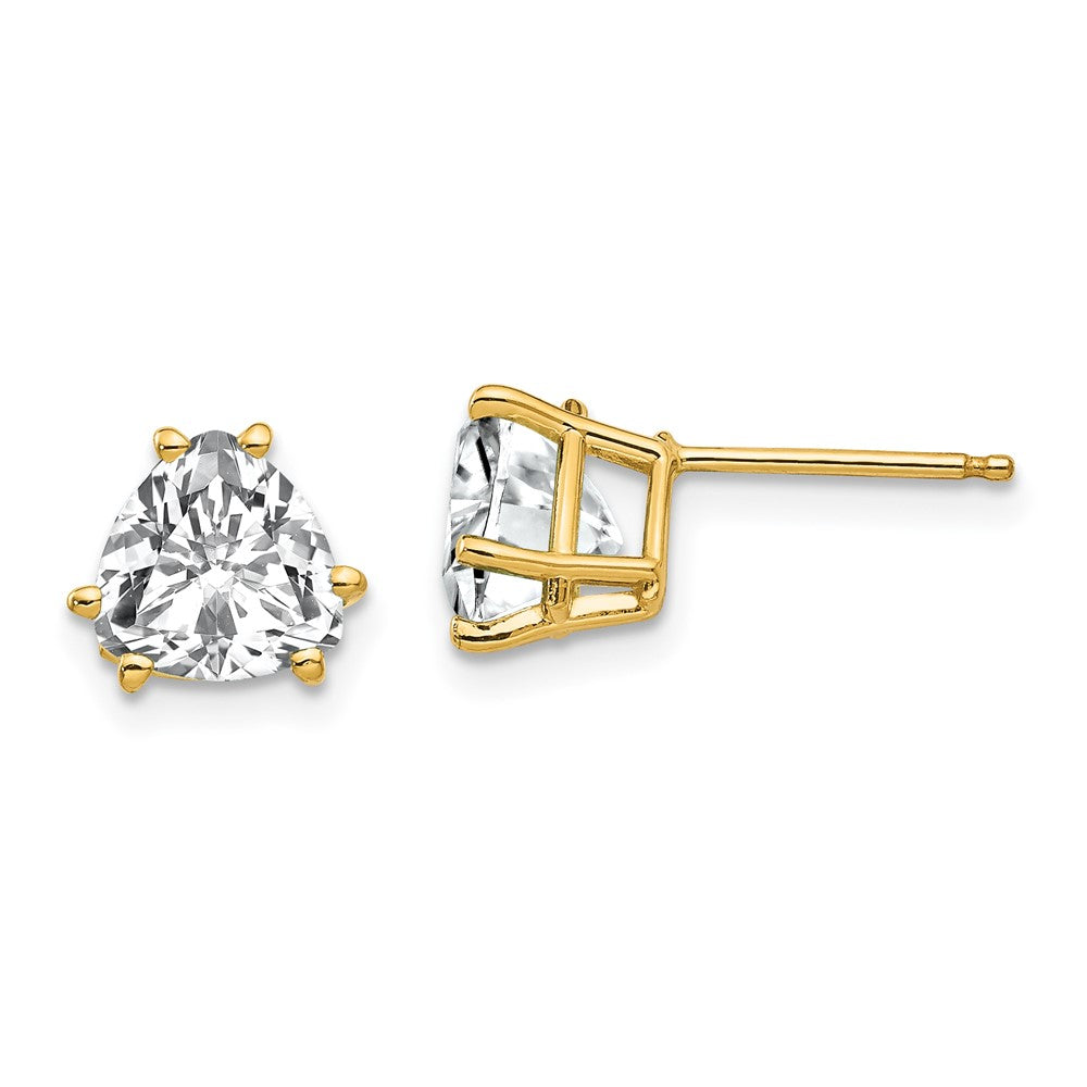 14K Gelbgold Ohrringe mit 7-mm-Trillion-Zirkonia