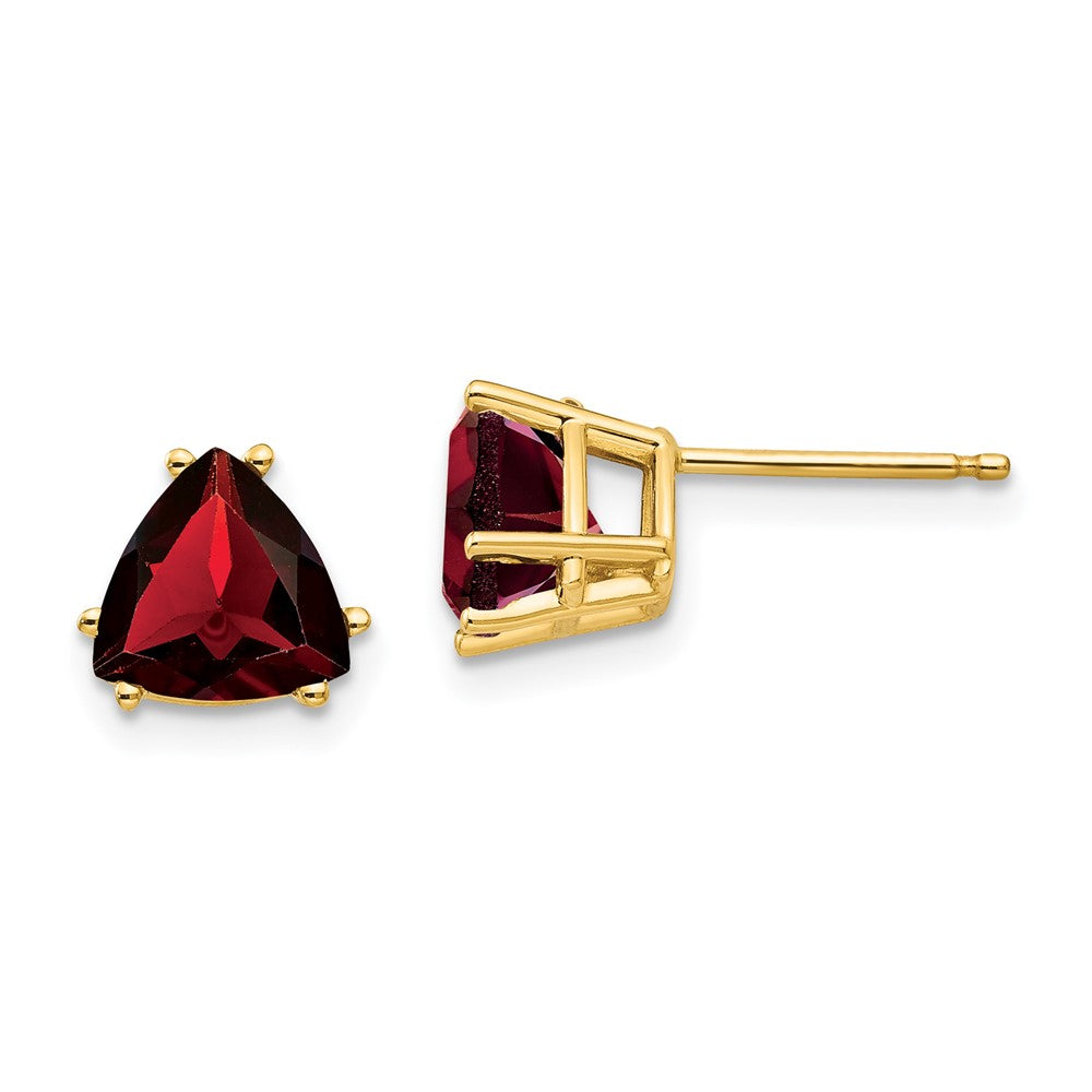 14K Gelbgold Ohrringe mit 7-mm-Trillanten-Granat