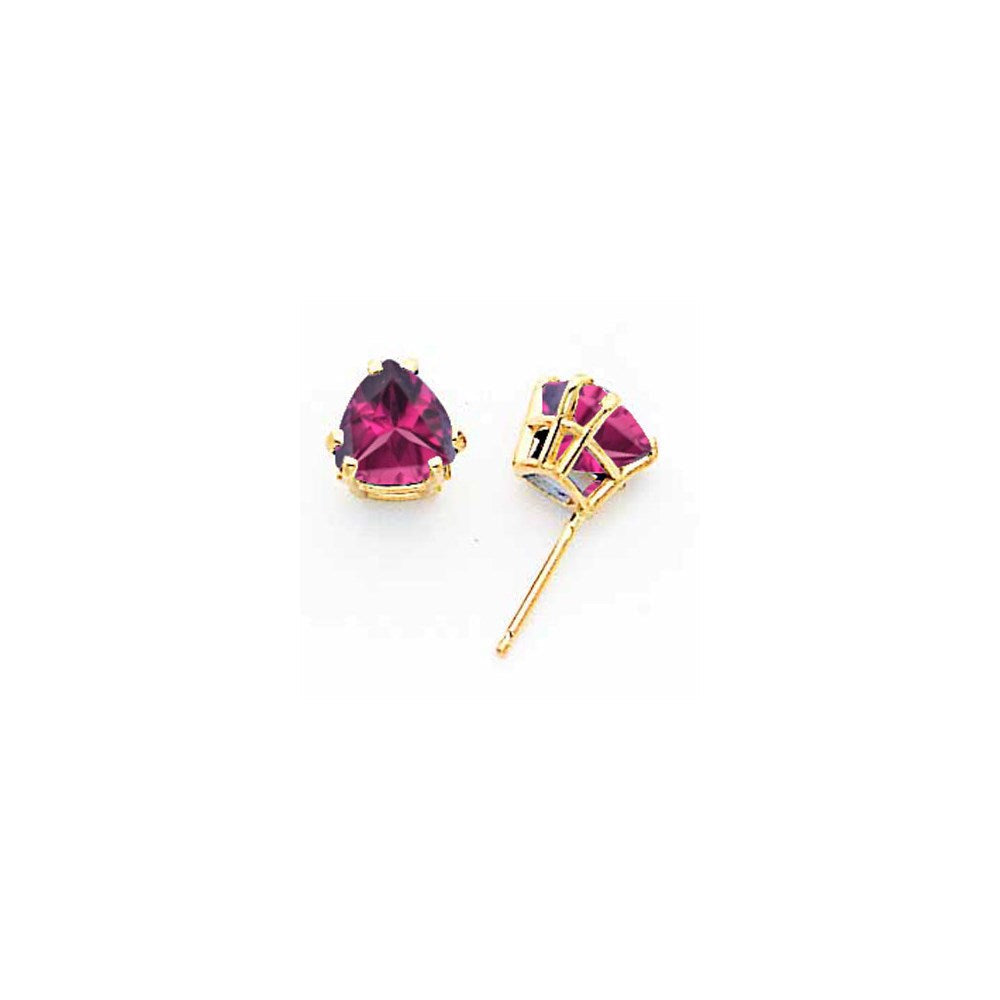 14K Gelbgold Ohrringe mit 7 mm Rhodolith-Granat