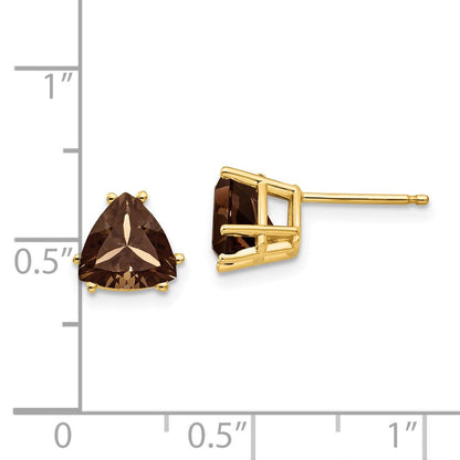 14K Gelbgold Ohrringe mit 7 mm Trillion-Zitrauchquarz