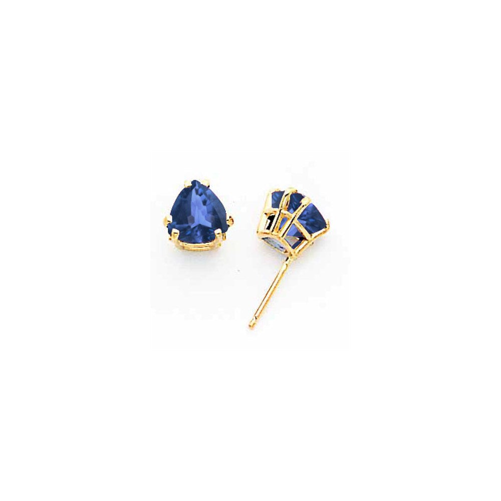 14K Gelbgold Ohrringe mit 7 mm Saphir