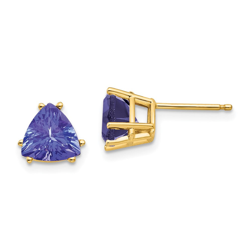 14K Gelbgold Ohrringe mit 7 mm Tansanit