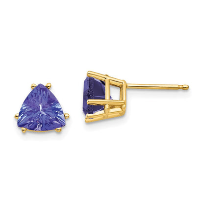 14K Gelbgold Ohrringe mit 7 mm Tansanit