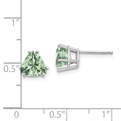 14K Weißgold Ohrringe mit 7 mm Trillion-Grünquarz