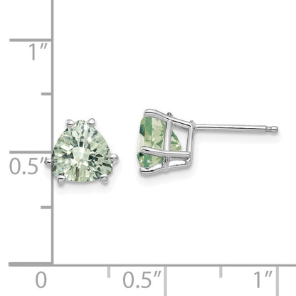 Ohrringe aus 14K Weißgold mit 7 mm Trillion-Schliff Schachbrett-Facettierung Grünquarz