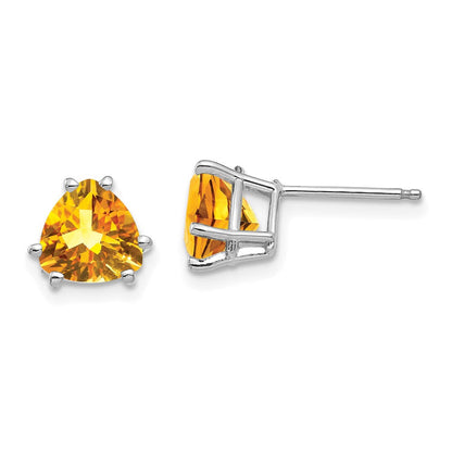 14K Weißgold Citrin-Trillion-Ohrstecker