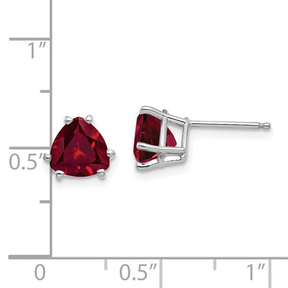 14K Weißgold Ohrringe mit 7 mm synthetischem Rubin