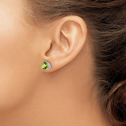 14K Weißgold Peridot Trillion-Ohrstecker
