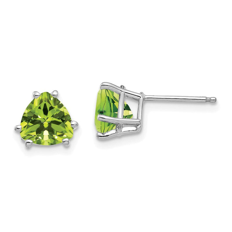14K Weißgold Peridot Trillion-Ohrstecker