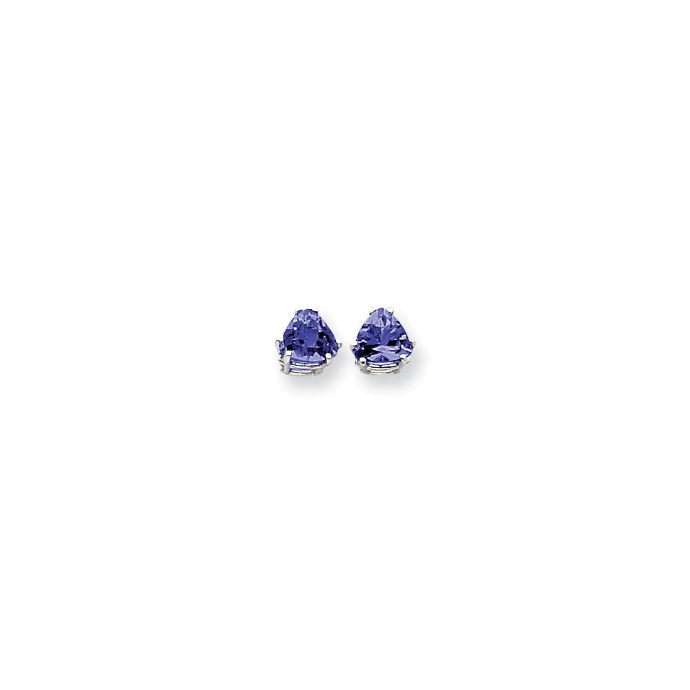 14K Weißgold Ohrringe mit Saphir, 7 mm