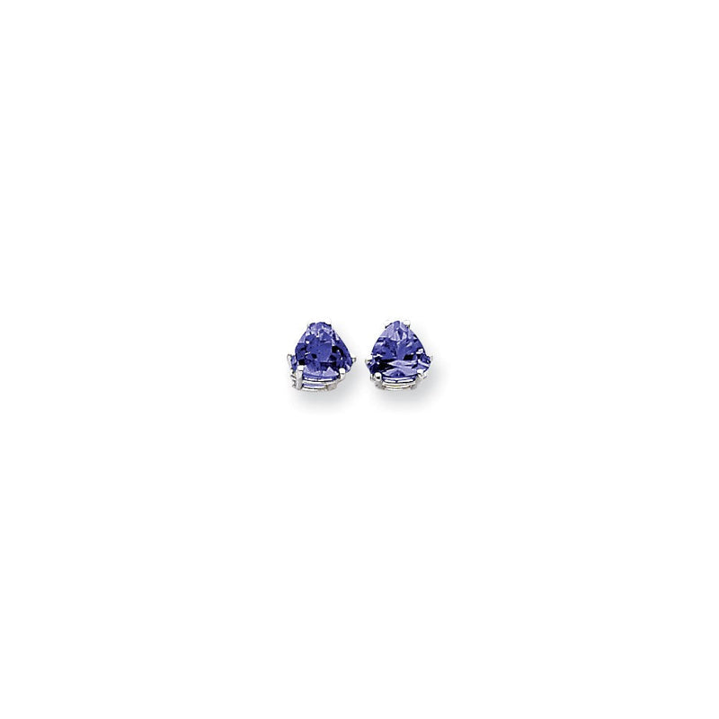 14K Weißgold Ohrringe mit Saphir, 7 mm