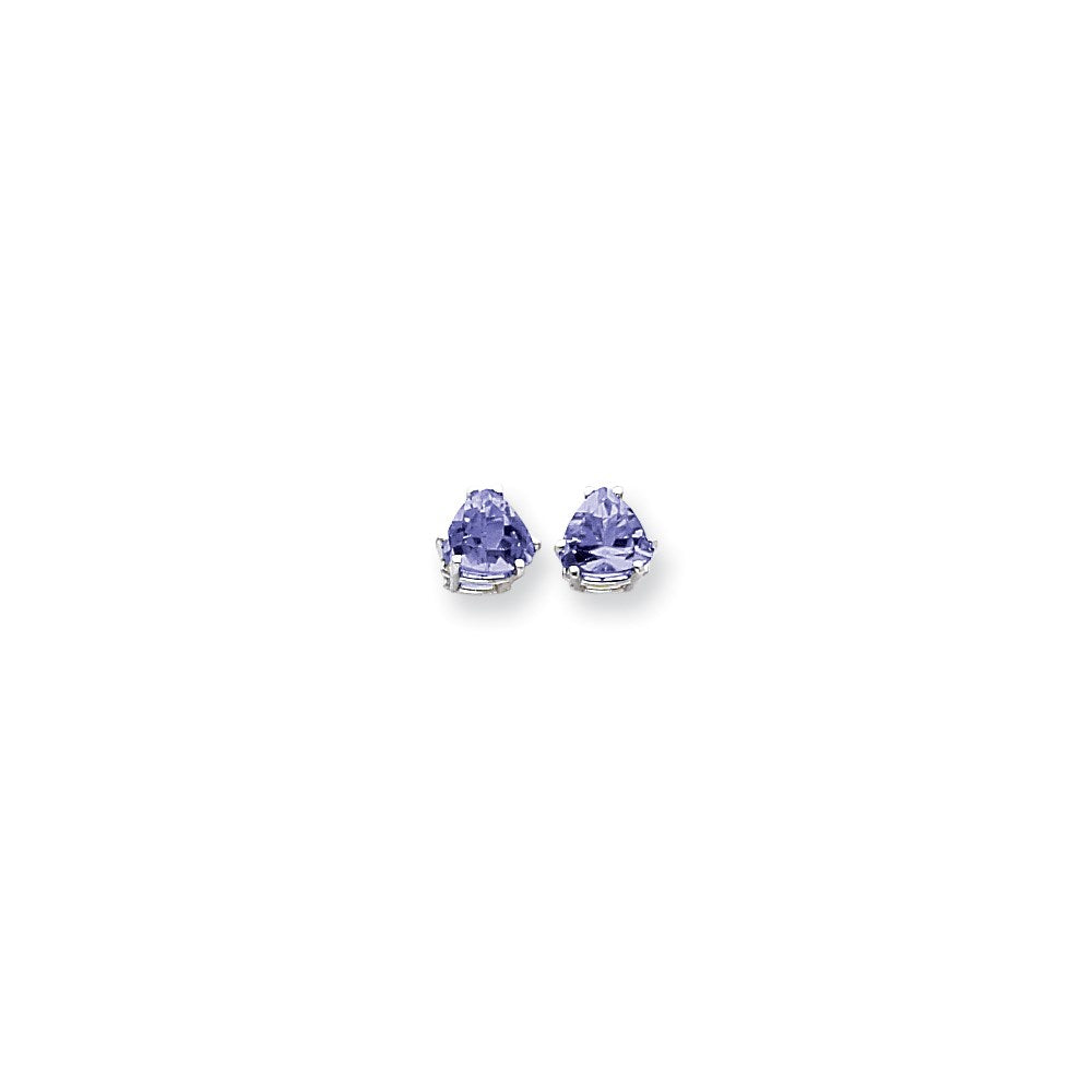 14K Weißgold Ohrringe mit 7 mm Tansanit