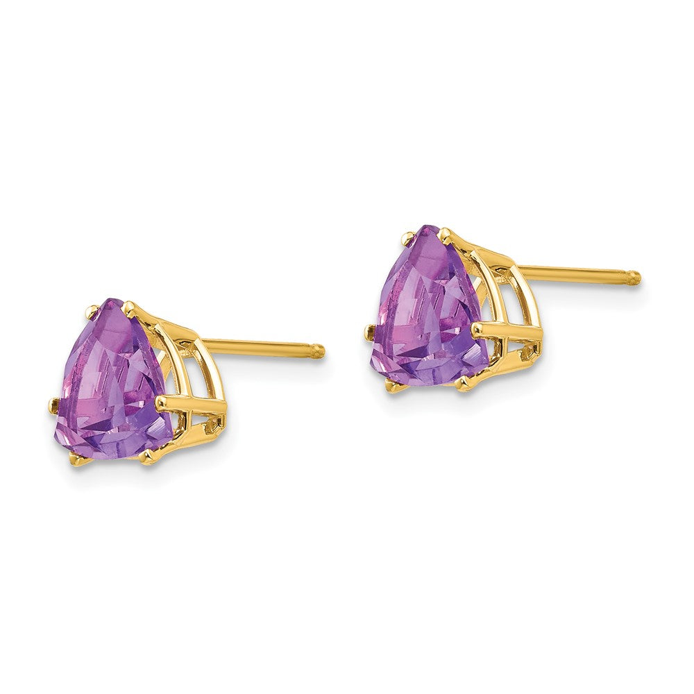 14K Gelbgold Ohrringe mit Trillion-Amethyst, 8 mm