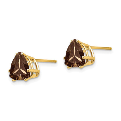 14K Gelbgold Ohrringe mit 8-mm-Trillion-Rauchquarz