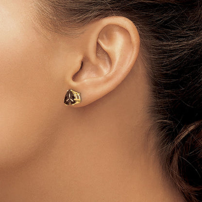 14K Gelbgold Ohrringe mit 8-mm-Trillion-Rauchquarz