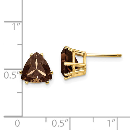 14K Gelbgold Ohrringe mit 8-mm-Trillion-Rauchquarz