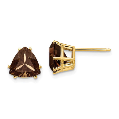 14K Gelbgold Ohrringe mit 8-mm-Trillion-Rauchquarz