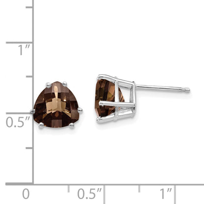 14K Weißgold Ohrringe mit 8 mm Trillion Checker-Cut Rauchquarz und Gelbgold