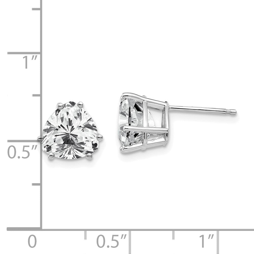 14K Weißgold Ohrringe mit trillantförmigem Zirkonia, 8 mm