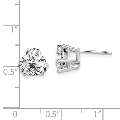 14K Weißgold Ohrringe mit trillantförmigem Zirkonia, 8 mm