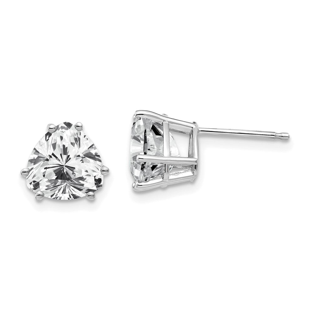 14K Weißgold Ohrringe mit trillantförmigem Zirkonia, 8 mm