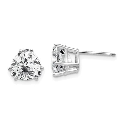 14K Weißgold Ohrringe mit trillantförmigem Zirkonia, 8 mm