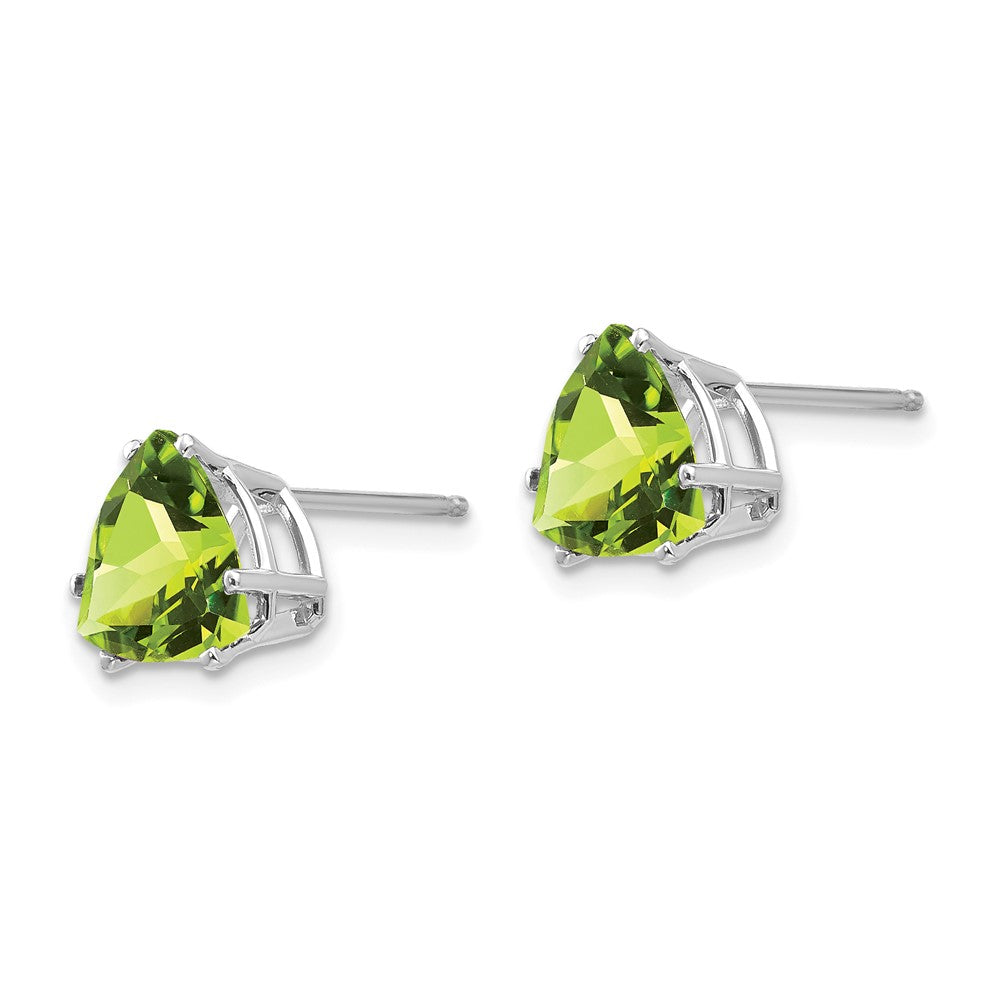 14K Weißgold Peridot-Trillion-Ohrstecker