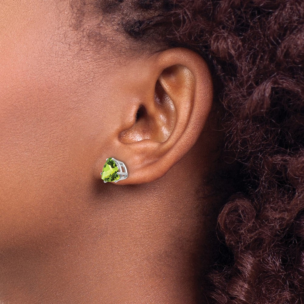 14K Weißgold Peridot-Trillion-Ohrstecker
