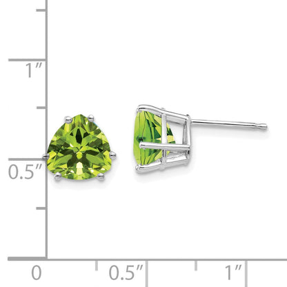 14K Weißgold Peridot-Trillion-Ohrstecker
