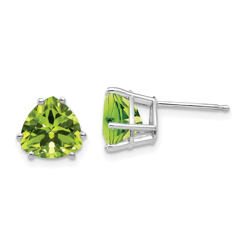 14K Weißgold Peridot-Trillion-Ohrstecker