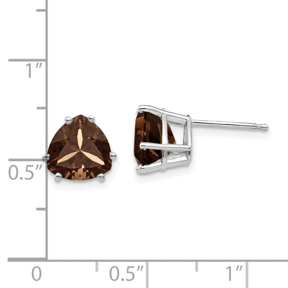 14K Weißgold Ohrringe mit 8 mm Trillion-Rauchquarz und Zitrin