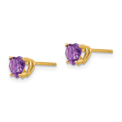 14K Gelbgold Ohrringe mit 5 mm Herz-Amethyst
