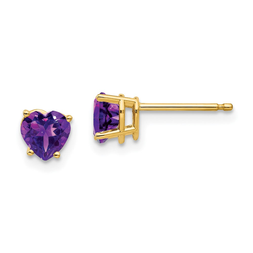 14K Gelbgold Ohrringe mit 5 mm Herz-Amethyst