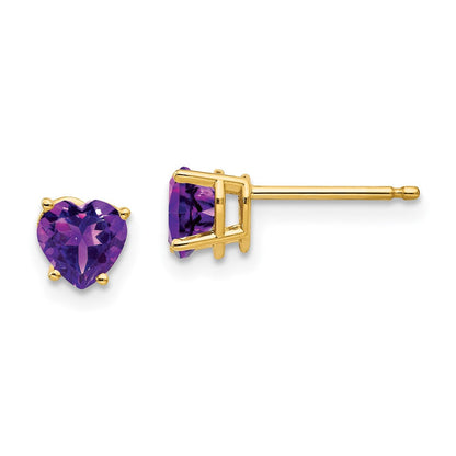 14K Gelbgold Ohrringe mit 5 mm Herz-Amethyst