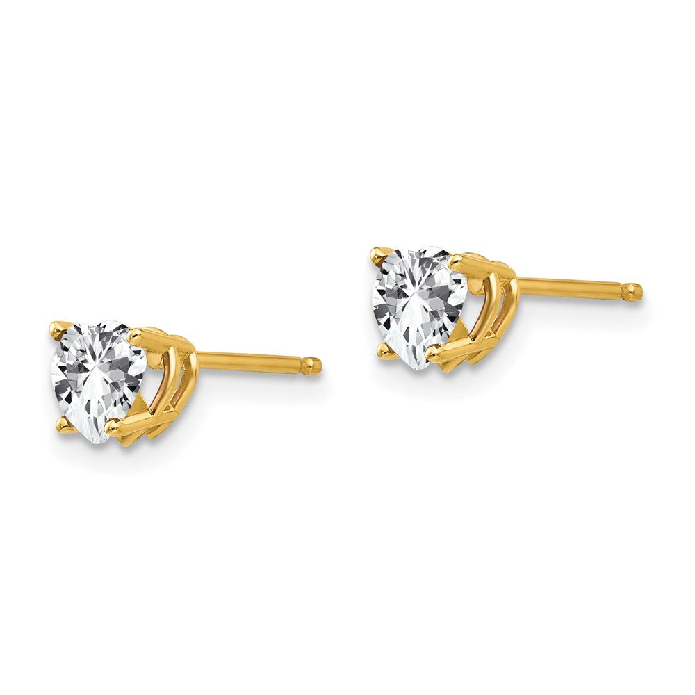 14K Gelbgold Ohrringe mit Zirkonia, 5 mm, Herzform