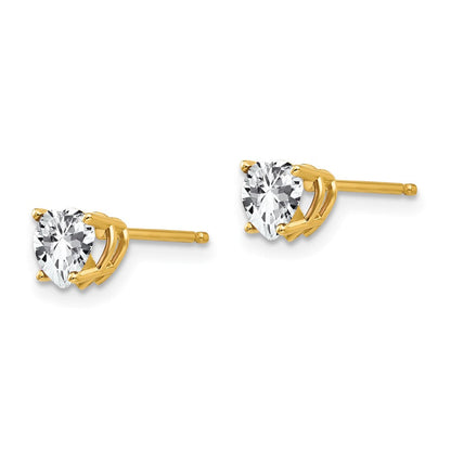 14K Gelbgold Ohrringe mit Zirkonia, 5 mm, Herzform