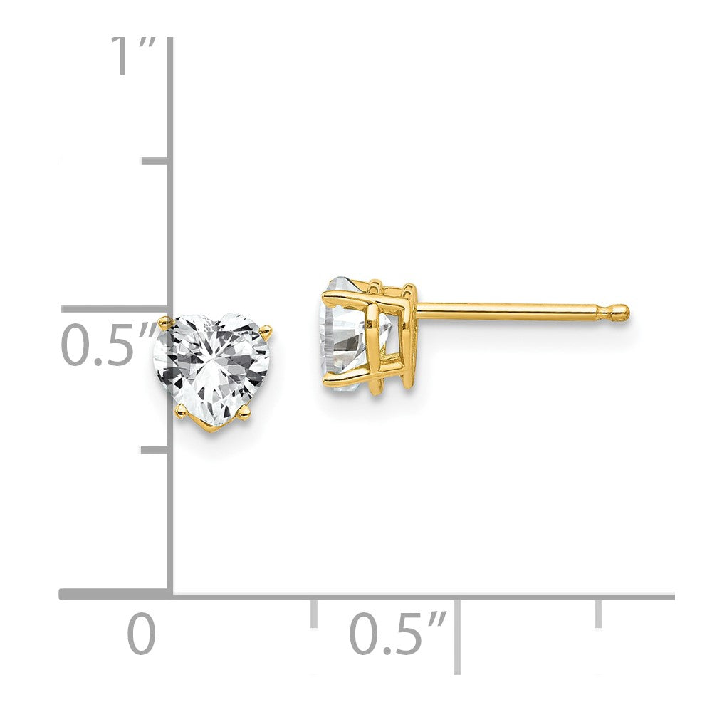 14K Gelbgold Ohrringe mit Zirkonia, 5 mm, Herzform