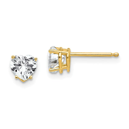 14K Gelbgold Ohrringe mit Zirkonia, 5 mm, Herzform