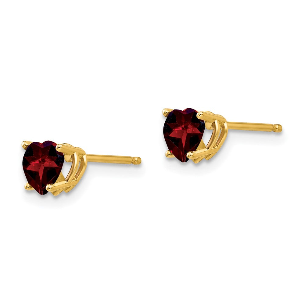 14K Gelbgold Ohrringe mit herzförmigem Granat, 5 mm